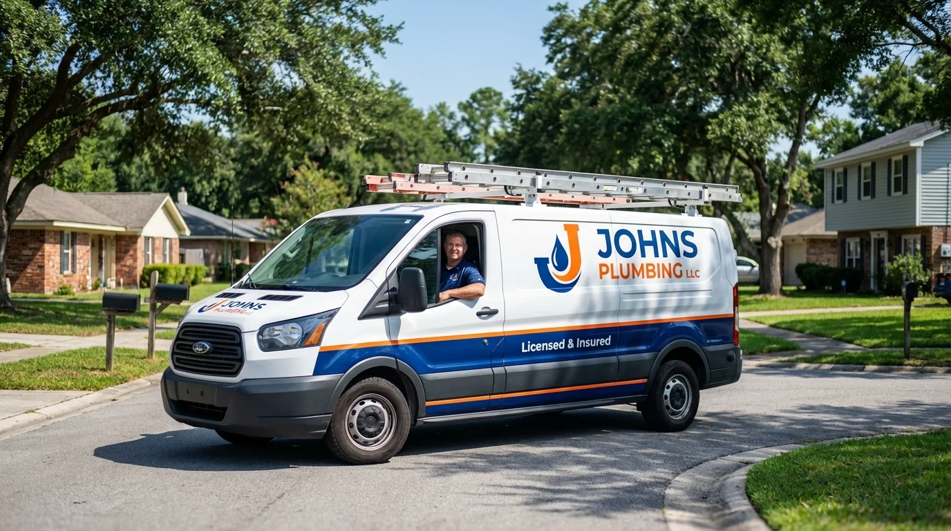 Johns Plumbing LLC service van in Maquoketa, IA