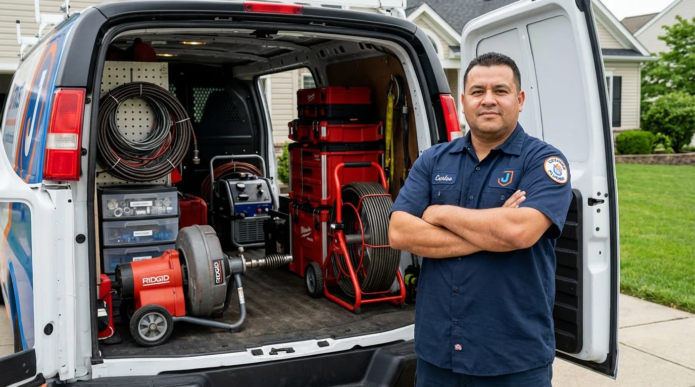 Professional drain cleaning equipment and Johns Plumbing LLC plumber in Maquoketa
