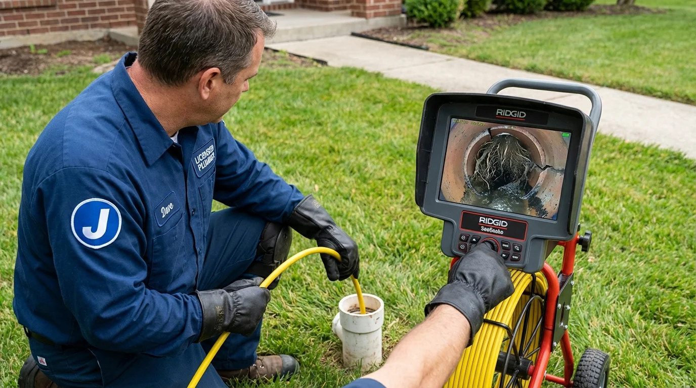 Sewer camera inspection being performed by Johns Plumbing LLC in Maquoketa